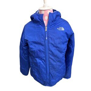 The North Face Kids Double Sided Hooded Blue Puffer Lightweight Jacket Youth